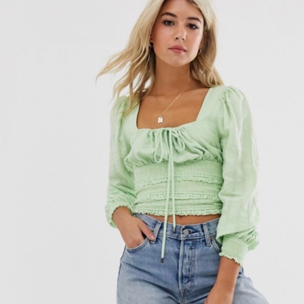 free people green blouse